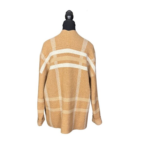 Banana Republic Open-Front Cardigan in Camel and Cream Plaid, Soft & Cozy - Picture 5 of 8